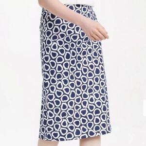 Boden Navy White Abstract Circle Print Pencil Skirt Women's Size 12 A-Line